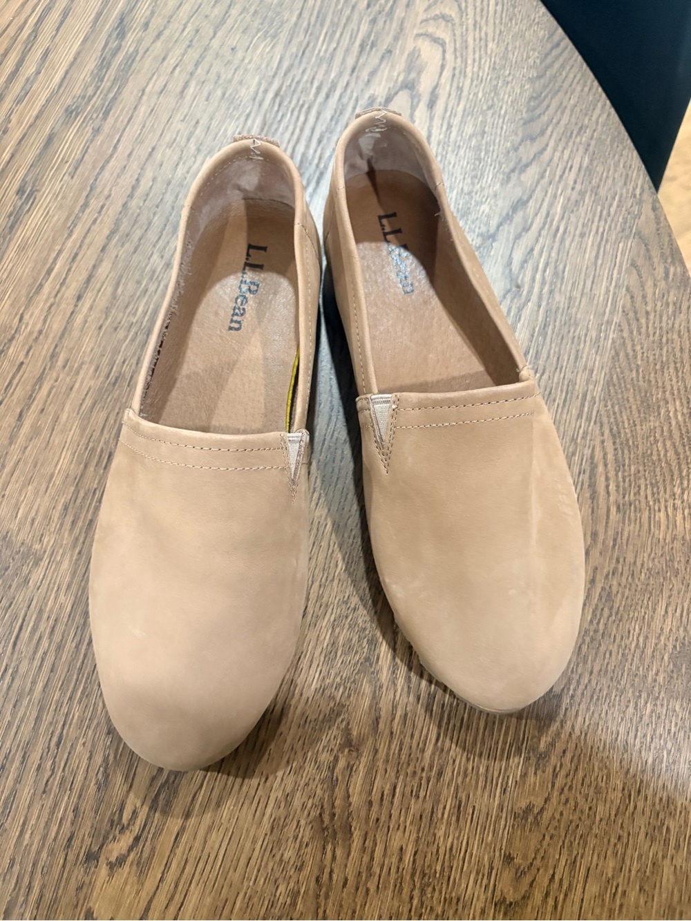 L.L. Bean Women's Slip-On Nubuck Flats in Tan